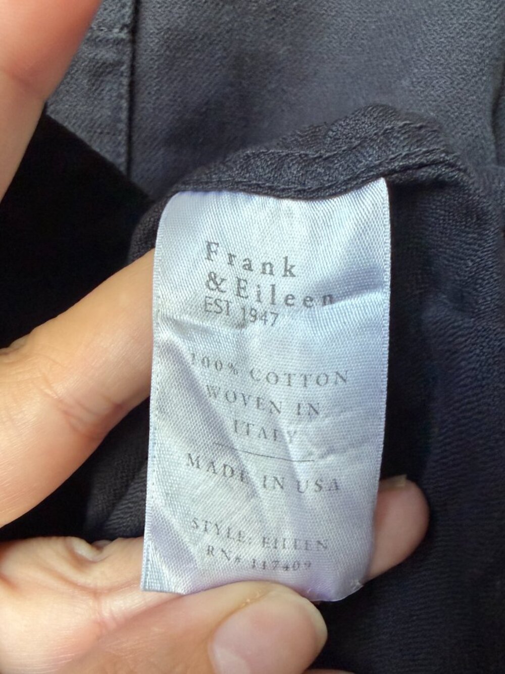 Frank & Eileen Eileen Black Button-Up Shirt Size M - Picture 5 of 5